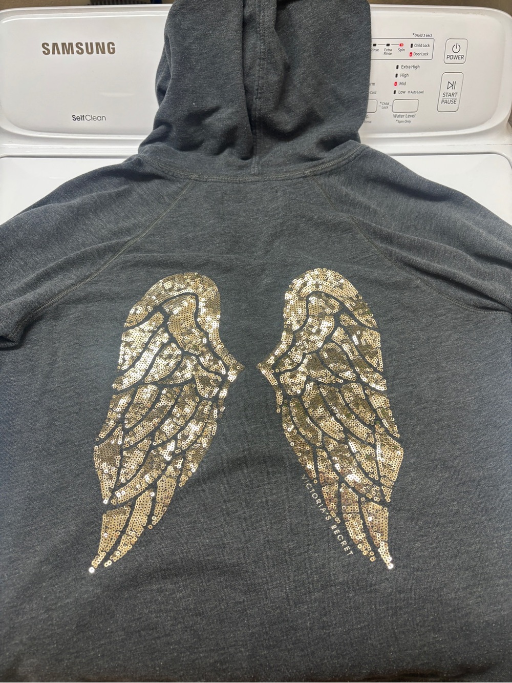 Victoria's Secret Dark Gray Hoodie with Gold Sequin Wings